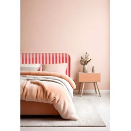 Tête De Lit En Velours À Rayures Rouges Et Roses 160x97cm