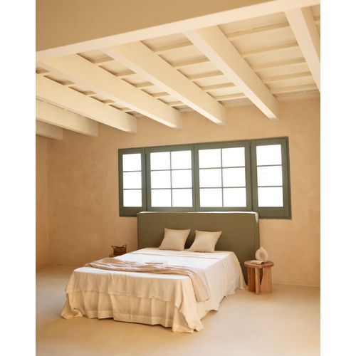 Tête De Lit Tapissée Déhoussable En Lin Vert 180x110cm
