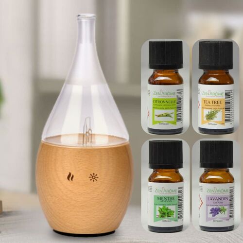 Diffuseur Venturi Bois FSC Bolea et 4 Huiles Indispensables Quotidien