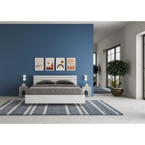 Lit Coffre 160x190 Tête De Lit Droite Effet Bois Frêne Blanc