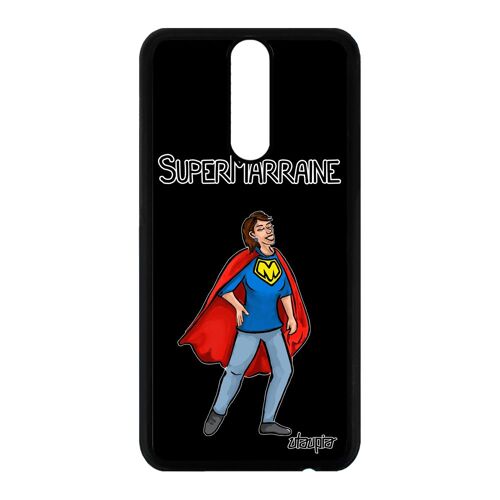 Coque pour Mate 10 lite silicone super marraine heros humour texte comics noir bd cadeau d'anniversaire original enfant drole Huawei