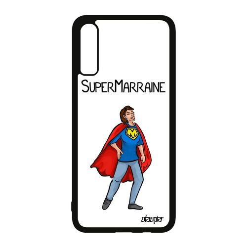 Coque Samsung A70 Silicone Super Marraine Drole Pas Cher Humour Etui Souple Dessin Enfant Texte Personnalisé Comics Portable Galaxy