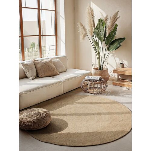 Tapis Rond En Jute Ivoire 100x100cm