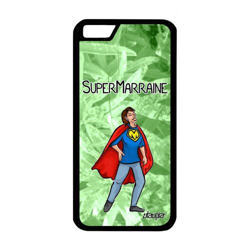 Coque Iphone 6 6s Silicone Super Marraine Comique Housse Vert Texte Drole Comics Heros Aluminium Bd Mobile Souple Humour Noir