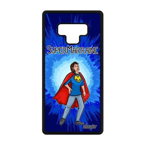 Coque Pour Samsung Galaxy Note 9 Silicone Super Marraine Humoristique Naissance Garcon Comics Bande Dessinée Cover Bleu Aluminium De