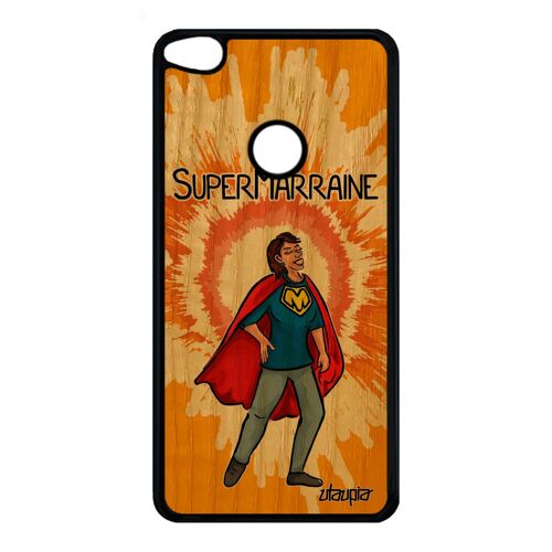 Coque de protection P9/P8 Lite 2017 en bois silicone super marraine antichoc texte bd humoristique frêne enfant orange drole Huawei
