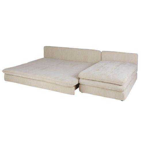 Canapé D'angle Convertible 3/4 Places En Tissu Recyclé Beige