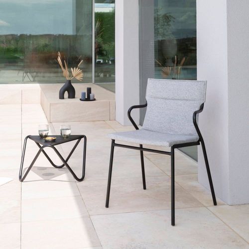 Fauteuil De Repas Matelassé En Acier Gris L55xl61xh85