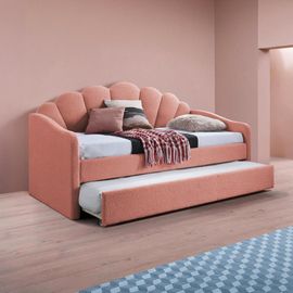 Lit Gigogne En Tissu Bouclette Rose 90x190 Cm