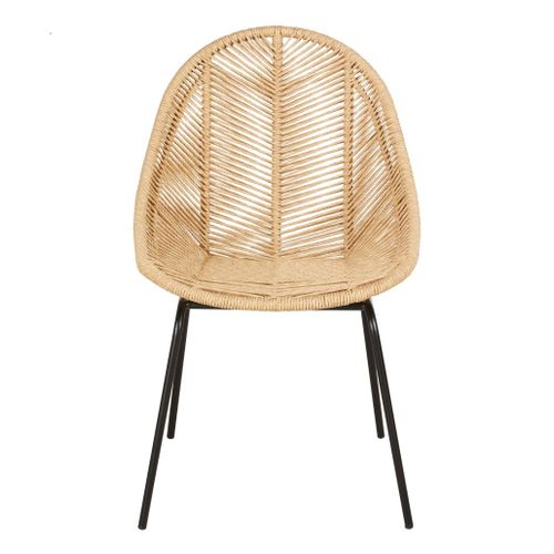 Chaise De Jardin En Acier Noir Et Résine Recyclée Beige