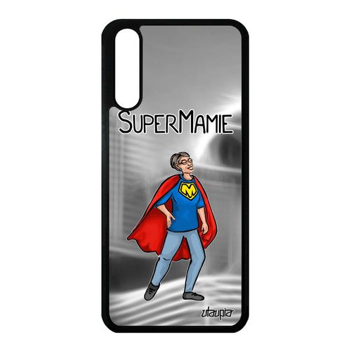 Coque Pour Huawei P20 Silicone Super Mamie Bebe Telephone Humour Gris Heros Texte Grand Mere Drole Mamy Antichoc Comics Personnalisé