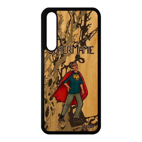 Coque de protection pour Huawei P20 Pro bois silicone super mamie rigide heros original grand mere gris drole comique case mamy TPU