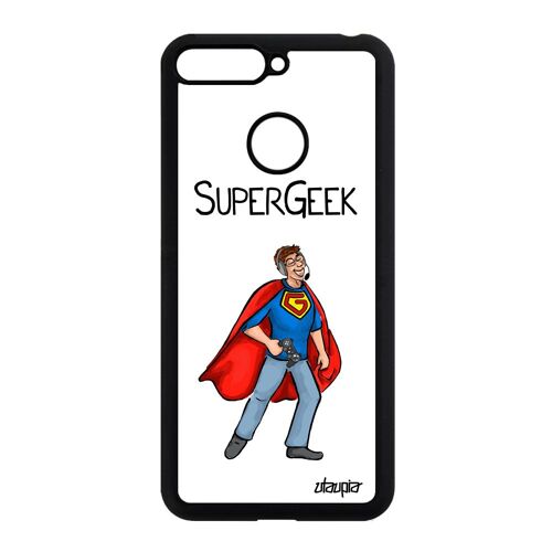 Coque Silicone Honor 7a Super Geek Nerd Drole Etui Comique Bumper Housse Heros Dessin Jeux Video Comics Texte Play Rigide Gamer De