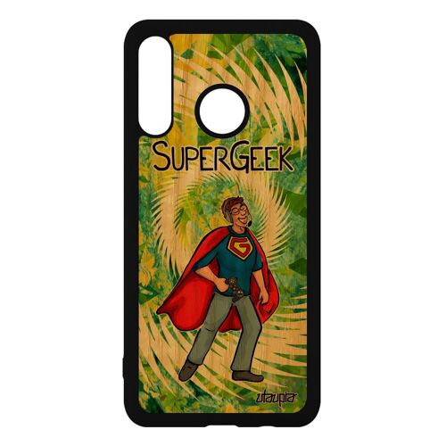 Coque bois P30 Lite silicone super geek case heros jeux video noir console telephone bd nerd comics play rigide texte humour Huawei