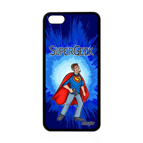 Coque iPhone 5C silicone super geek metal heros play console unique comics bleu etui TPU humour mobile bande dessinée gamer de Apple