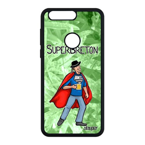 Coque telephone pour Honor 8 silicone super breton alu heros bd texte vert drapeau bretagne comics mobile drole etui de protection