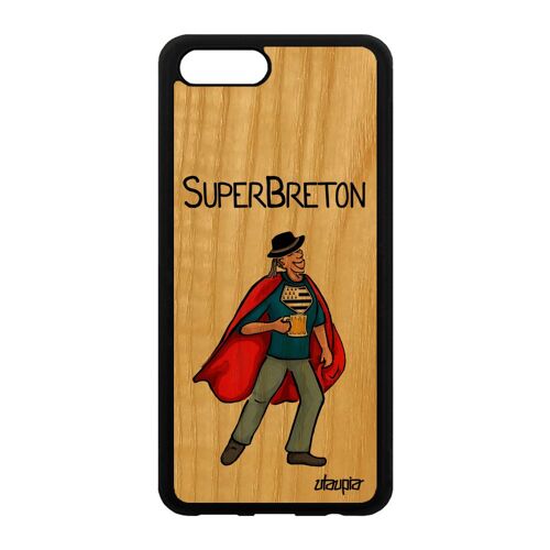 Coque Honor View 10/V10 Bois Silicone Super Breton Humoristique Tpu Rouge Drapeau Bretagne Case Texte Drole Humour Noir Comics Heros