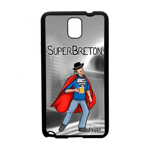 Coque Samsung Galaxy Note 3 silicone super breton texte antichoc personnalisé gris telephone comics design drole humoristique case