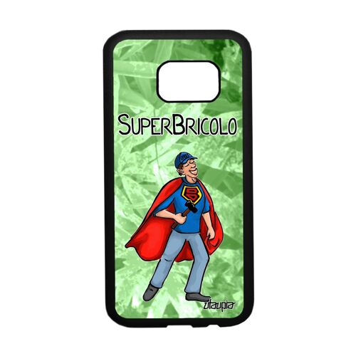 Coque Silicone Super Bricolo Galaxy S7 Bricoleur Aluminium Bd Heros Humour Comics Drole Comique Rigide Papy Papa Noir Vert Samsung
