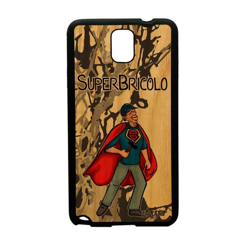 Coque Samsung Note 3 Bois Silicone Super Bricolo Sm-N9005 Gris Humour Famille Bricoleur Heros Frêne Drole De Protection Tpu Galaxy
