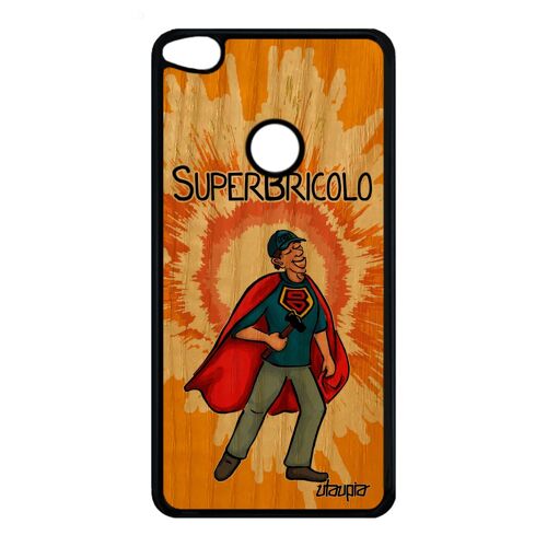 Coque En Bois P9/P8 Lite 2017 Silicone Super Bricolo Comics Orange Heros Bricoleur Noir Humour De Protection Pra-Lx1 Papa Huawei