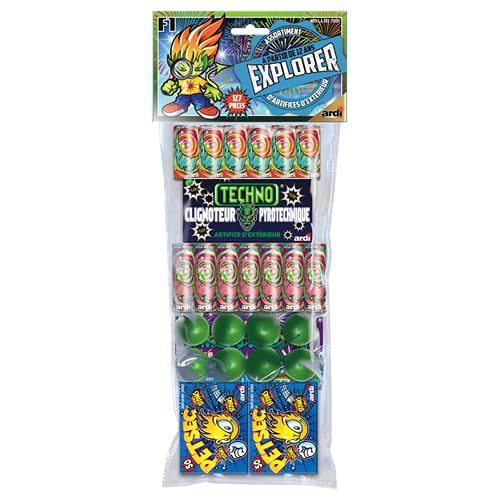 ASSORTIMENT PETARDS 127 Pièces ASSORTIMENT EXPLORER®, Idéal pour vos évènements entre amis, effet et ambiance festive garantie - Catégorie F1 - SPARKLERS CLUB