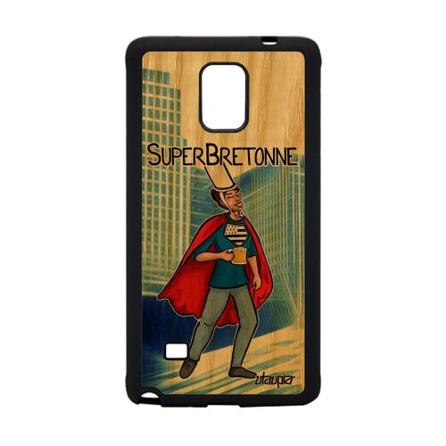 Coque bois Note 4 silicone super bretonne comics heros texte comique bande dessinée bretagne de protection drole bleu Samsung galaxy