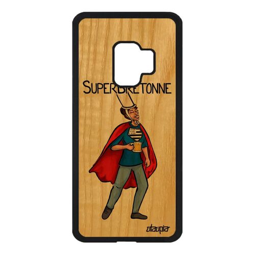 Coque Pour S9 En Bois Et Silicone Super Bretonne Noir De Protection Drapeau Bretagne Rouge Bumper Drole Breton Texte Samsung Galaxy