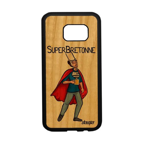 Coque Pour Samsung S7 En Bois Silicone Super Bretonne Comics Personnalisé Breton Noir Bande Dessinée Texte Solide Etui Rouge Galaxy
