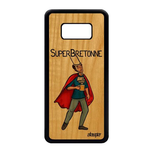 Coque Galaxy S8 bois silicone super bretonne rouge original mobile breton frêne TPU drole humour humoristique heros comics Samsung