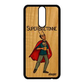 Coque Bois Super Bretonne Huawei Mate 10 Lite Silicone Comics Etui Bande Dessinée Portable Texte Rigide Rouge Drapeau Bretagne Drole