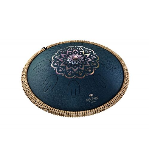 Meinl Sonic Energy Octave Steel Navy Blue Floral Tongue Drum, 16 Pouces, D Amara, 9 Notes