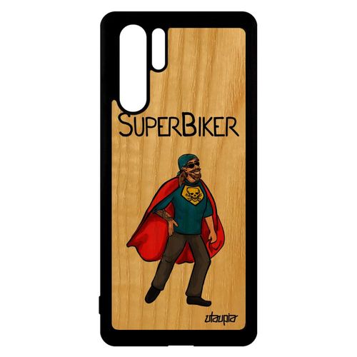 Coque Huawei P30 Pro En Bois Silicone Super Biker Motard Comics De Protection Humour Bande Dessinée Rouge 4g Case Heros Humoristique