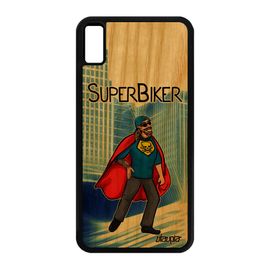 Coque Bois Pour Iphone Xs Max Silicone Super Biker Motard Frêne Bleu Humour Comique Mobile Antichoc Bande Dessinée Drole