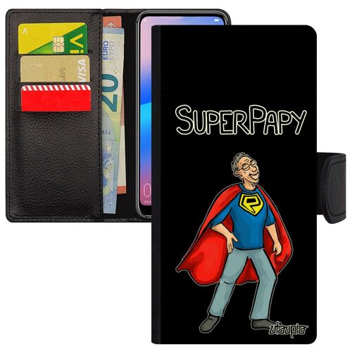 Coque Samsung Galaxy S22+ Plus Rabat Portefeuille Super Papy Cadeau D'anniversaire Magnetique Humoristique Smartphone Enfant Comics