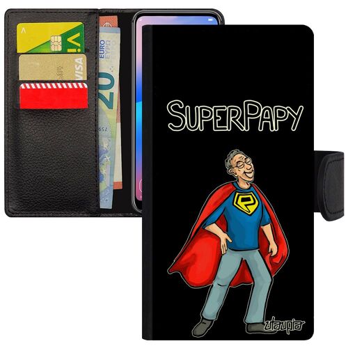 Coque Iphone 11 Pro Max Cuir Rabat Portefeuille Super Papy Telephone Heros 4g Cadeau D'anniversaire Bumper Bd Comics Drole De