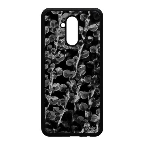Coque Huawei Mate 20 Lite Silicone Motif Feuilles Design Fleurs Telephone Plantes Floral Gris Antichoc Noir Smartphone Effet Jolie