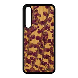 Coque Huawei P20 Pro En Bois Et Silicone Motif Feuilles Rigide Case Fait Main Floral Housse Fleurs Nature Cover Violet Effet Design