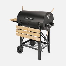 Barbecue Américain Charbon De Bois - Serge Noir - Smoker Américain Avec Aérateurs. Récupérateur De