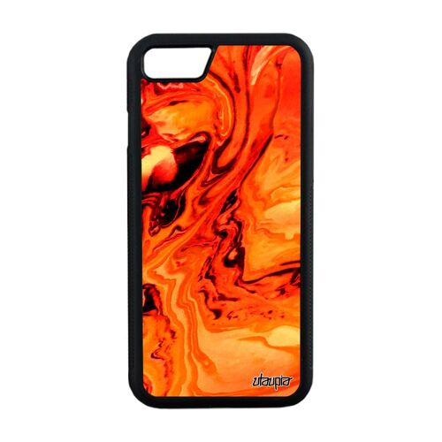 Coque pour iPhone 7 silicone peinture telephone coloré art aluminium case design moderne marbre motif nature orange de