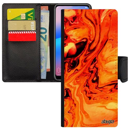 Coque Samsung Galaxy A05s À Rabat Portefeuille Silicone Peinture Art Marbre Texture Telephone Coloré Motif Orange Moderne Smartphone