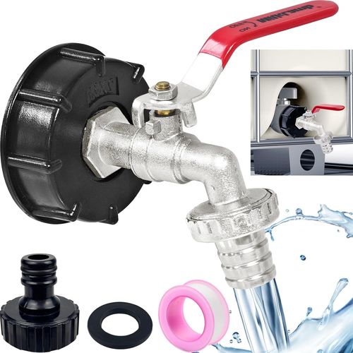 Robinet de vidange IBC,accessoire de réservoir IBC,1000 l,accessoire de réservoir d'eau avec raccord 3/4"",adaptateur IBC,accessoire pour réservoir IBC 600/1000L,filetage grossier S60x6