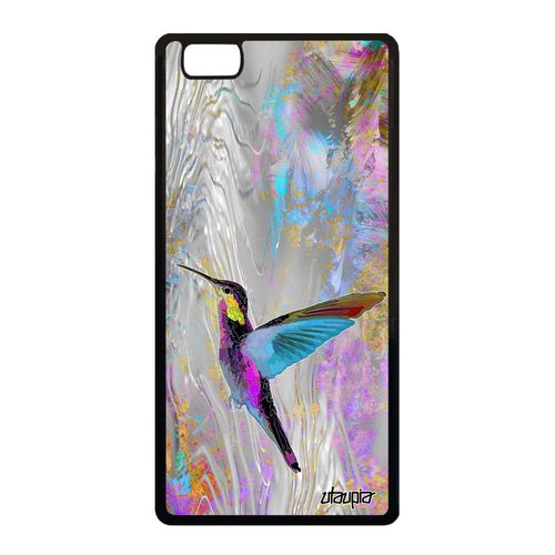 Coque Colibri Huawei P8 Lite 2015 En Silicone Floral Ecologie Nature Fleurs Etui Oiseau Design Animal Animaux De Protection Violet