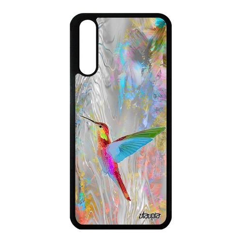 Coque Colibri De Protection Pour Huawei P20 En Silicone Gris Floral Oiseau Nature Animaux Ecolo Fleurs Telephone Ecologie Etui Alu