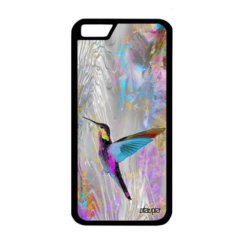 Coque Silicone Pour Iphone 6 6s Colibri Oiseau Ecologie Fleurs Design Rigide Violet Telephone Petit Nature Plumes Noir Animaux
