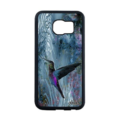Coque Galaxy S6 Edge silicone colibri ecologie floral oiseau telephone animaux animal design plumes noir smartphone bumper Samsung