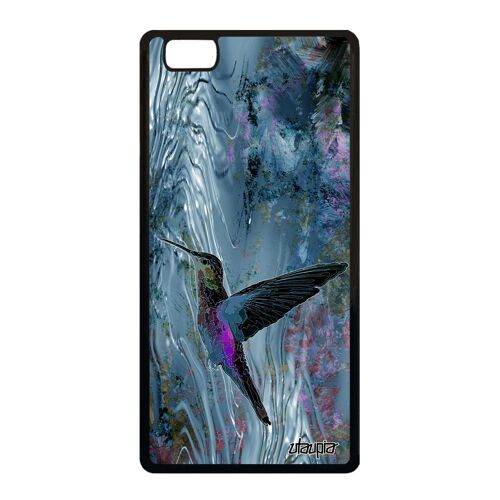 Coque Silicone Huawei P8 Lite 2015 Colibri Animal Floral Bleu Animaux Fleurs Nature Housse Ecologie Plumes Telephone Oiseau Noir De