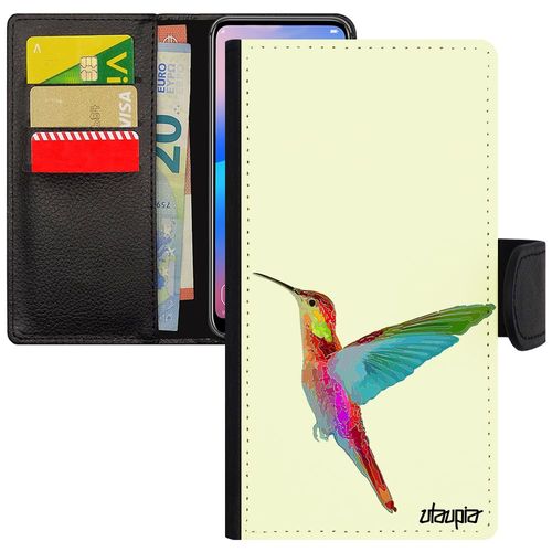 Coque Colibri Apple Iphone 5 5s Se Cuir À Rabat Portefeuille Orange Magnetique Animaux Fleurs Etui 4g Oiseau Floral Plumes Telephone