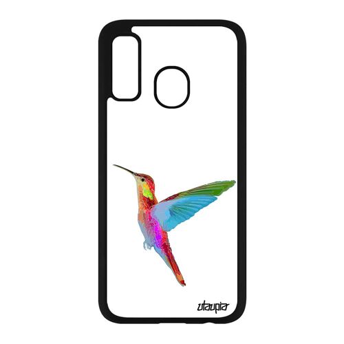 Coque Colibri A40 Silicone Ecologie Bumper Plumes Animal Noir Floral Oiseau Smartphone Fleurs Design Etui Orange De Samsung Galaxy