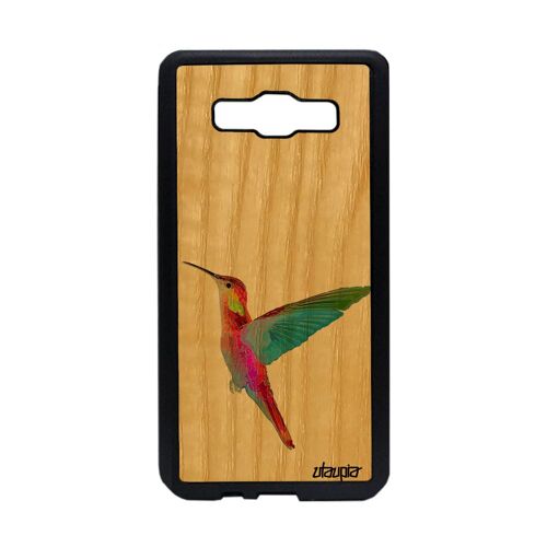 Coque Colibri Samsung A5 2015 Bois Silicone Animaux Oiseau Animal Portable Petit Case Dessin Rigide Ecologie Design Plumes De Galaxy